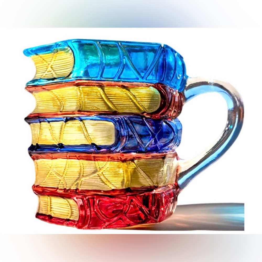 Colorful Book Stack Glass Mug